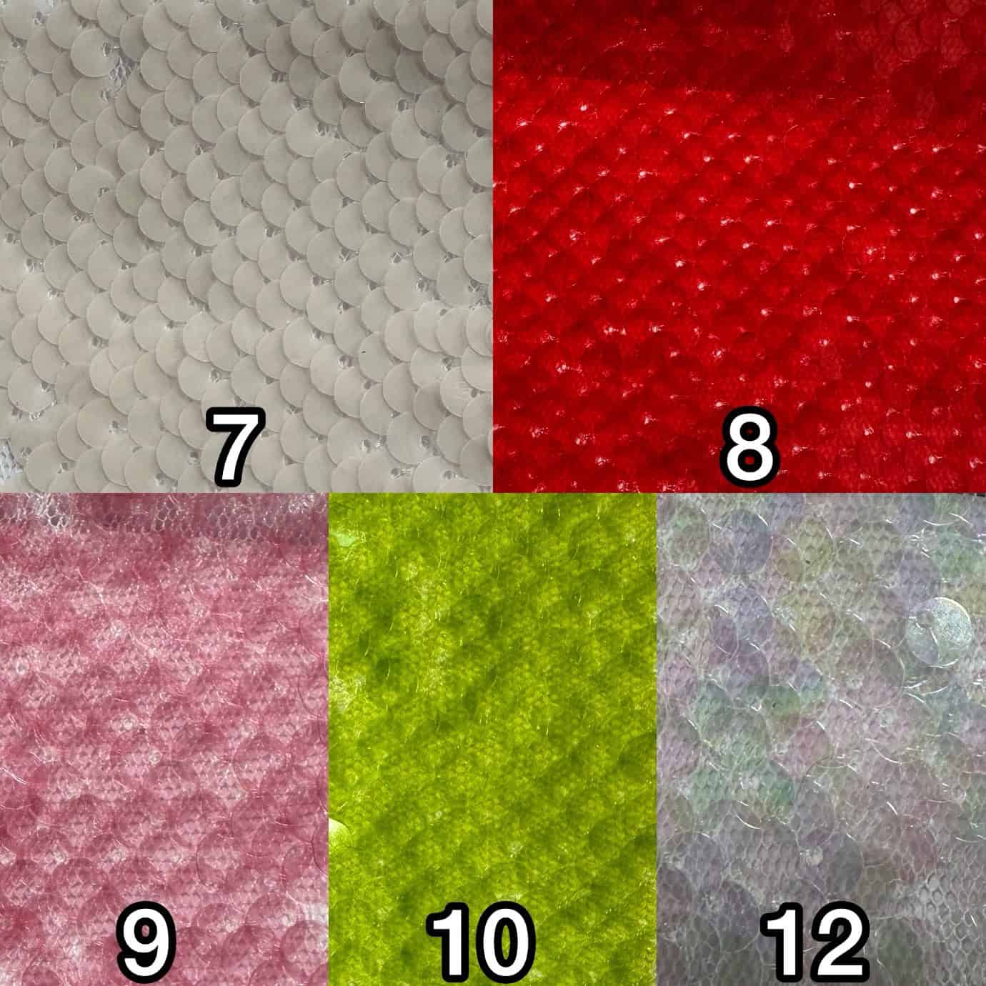 Sequin fabric with white round sequins, perfect for fashion and decoration.