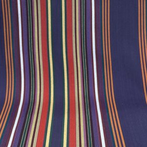 Vibrant striped textile fabric showcasing multiple colors and patterns.